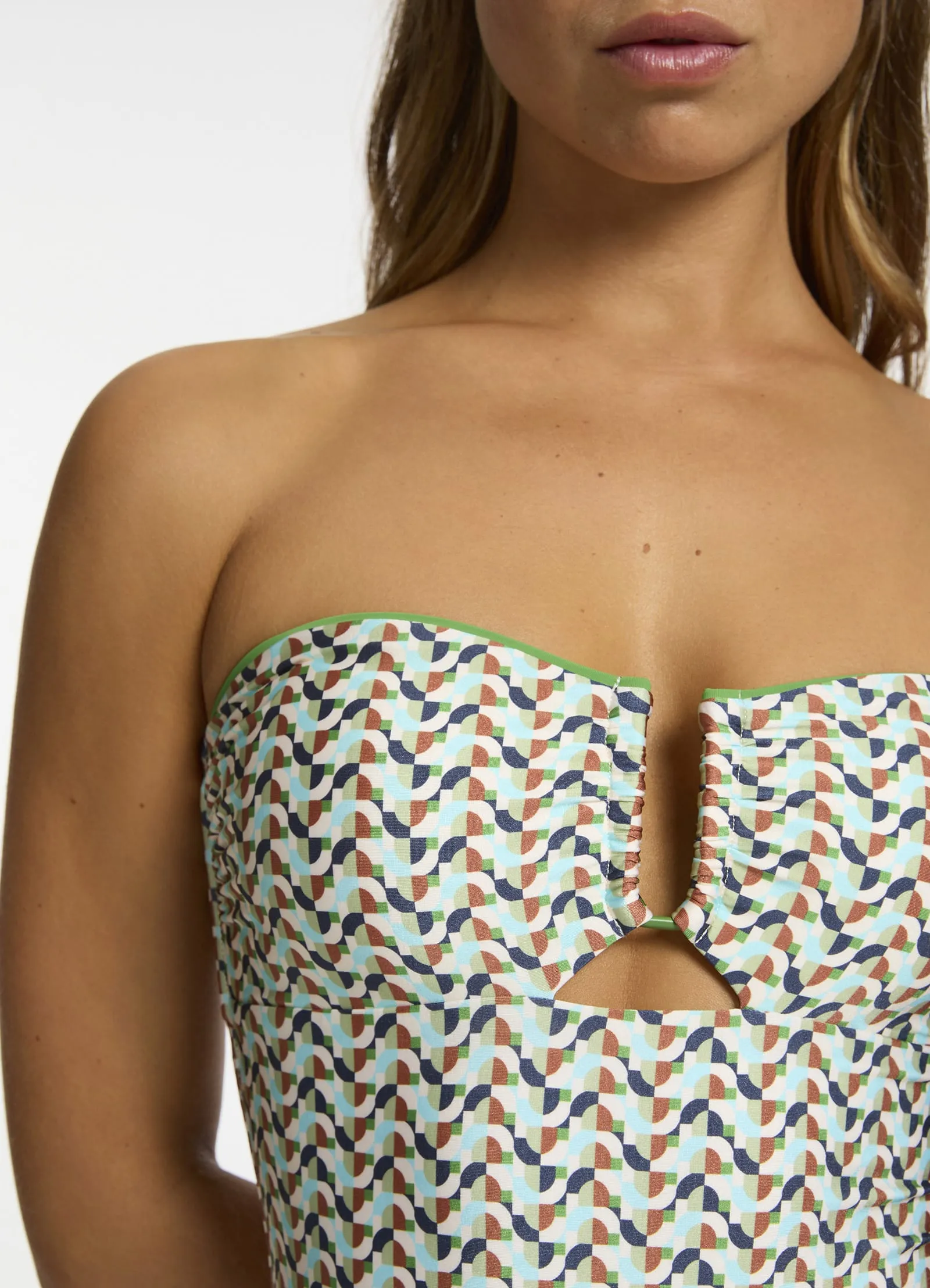 Ruffled-Edges Acacia Bandeau One Piece - Multi