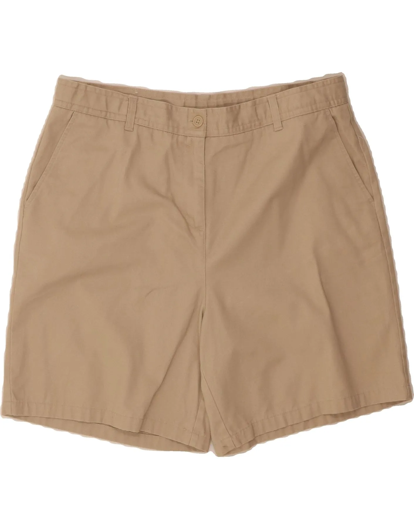 IZOD Womens High Waist Chino Shorts US 18 2XL W36 Beige Cotton high-low hem Geometric Print