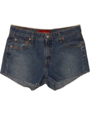 LEVI'S Womens 518 Super Low Denim Shorts US 11 Large W32 Blue Cotton High-Quality Material Zip Front