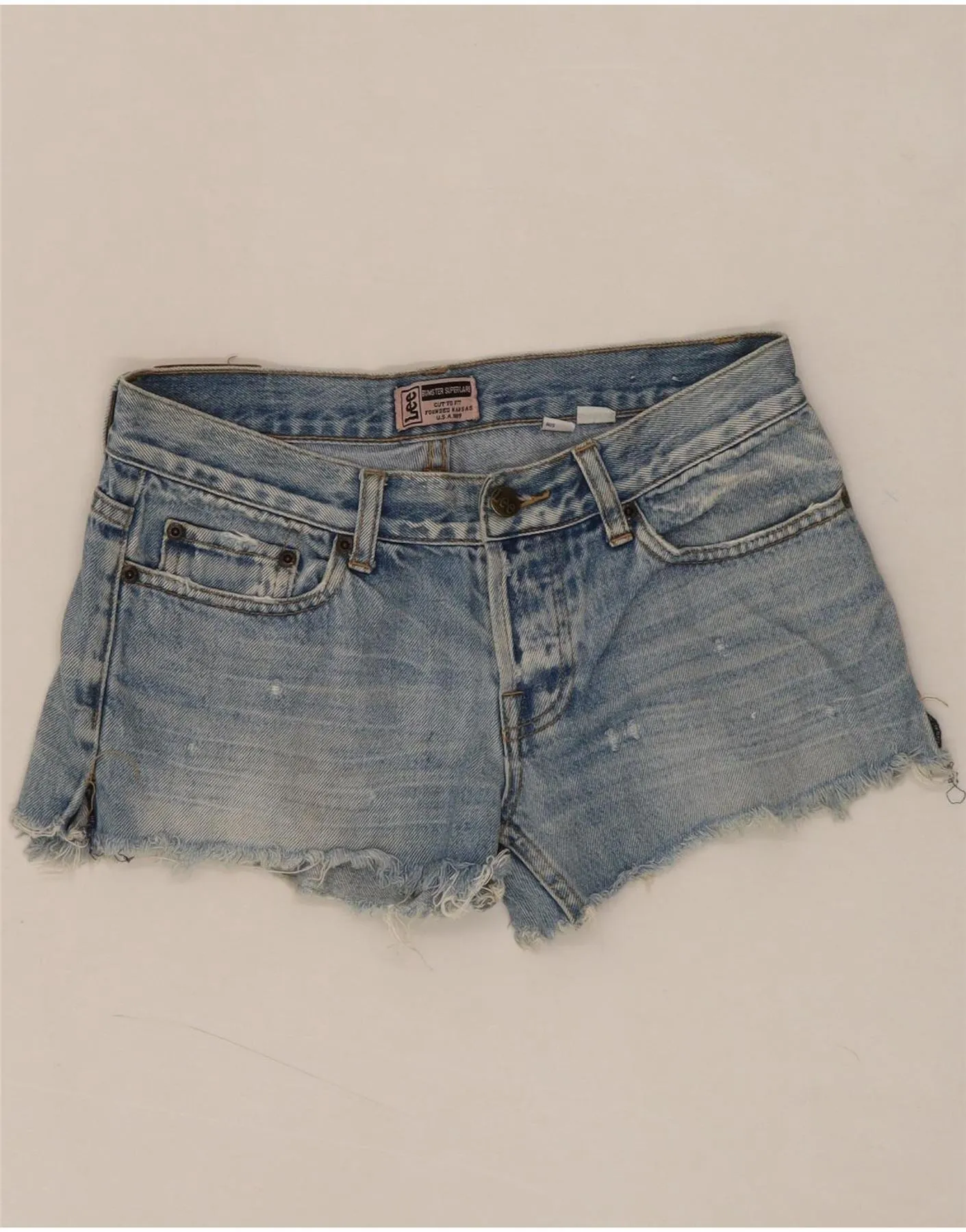 LEE Womens Denim Shorts US 9 Medium W28  Blue Cotton Comfort Stretch Edgy Design