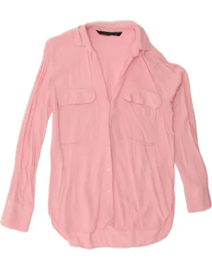 ZARA Womens Shirt UK 10 Small Pink Vintage Wash