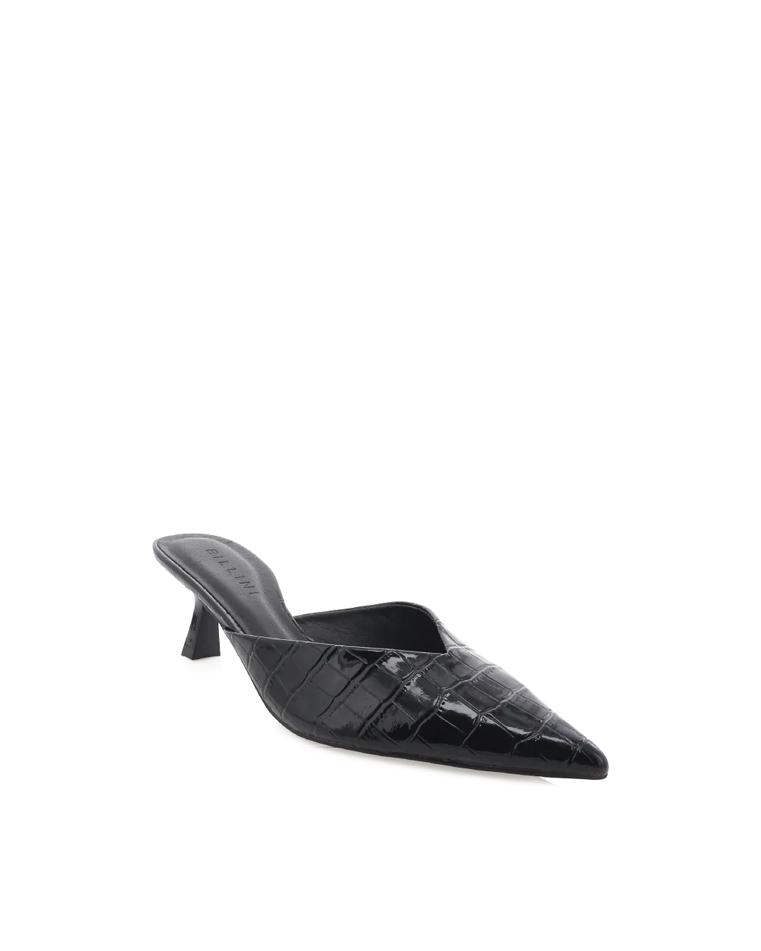 ADELE - BLACK PATENT CROC Chic Profile Nude Heels