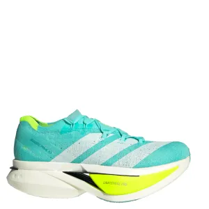 Adidas Unisex Adizero Prime X3 Strung Running Shoes in Flash Aqua/Zero Metalic/Lucid Lemon AW25 Gel Cushioning Gradient Density Layers