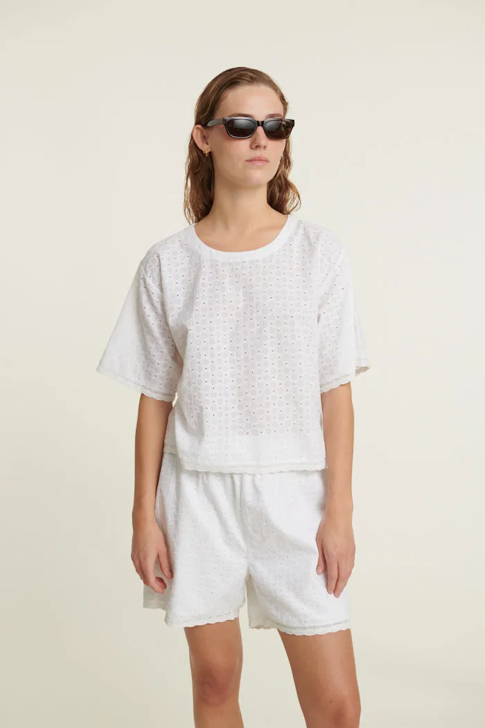 Adie Crop Tee - Bright White Smooth Jersey Texture