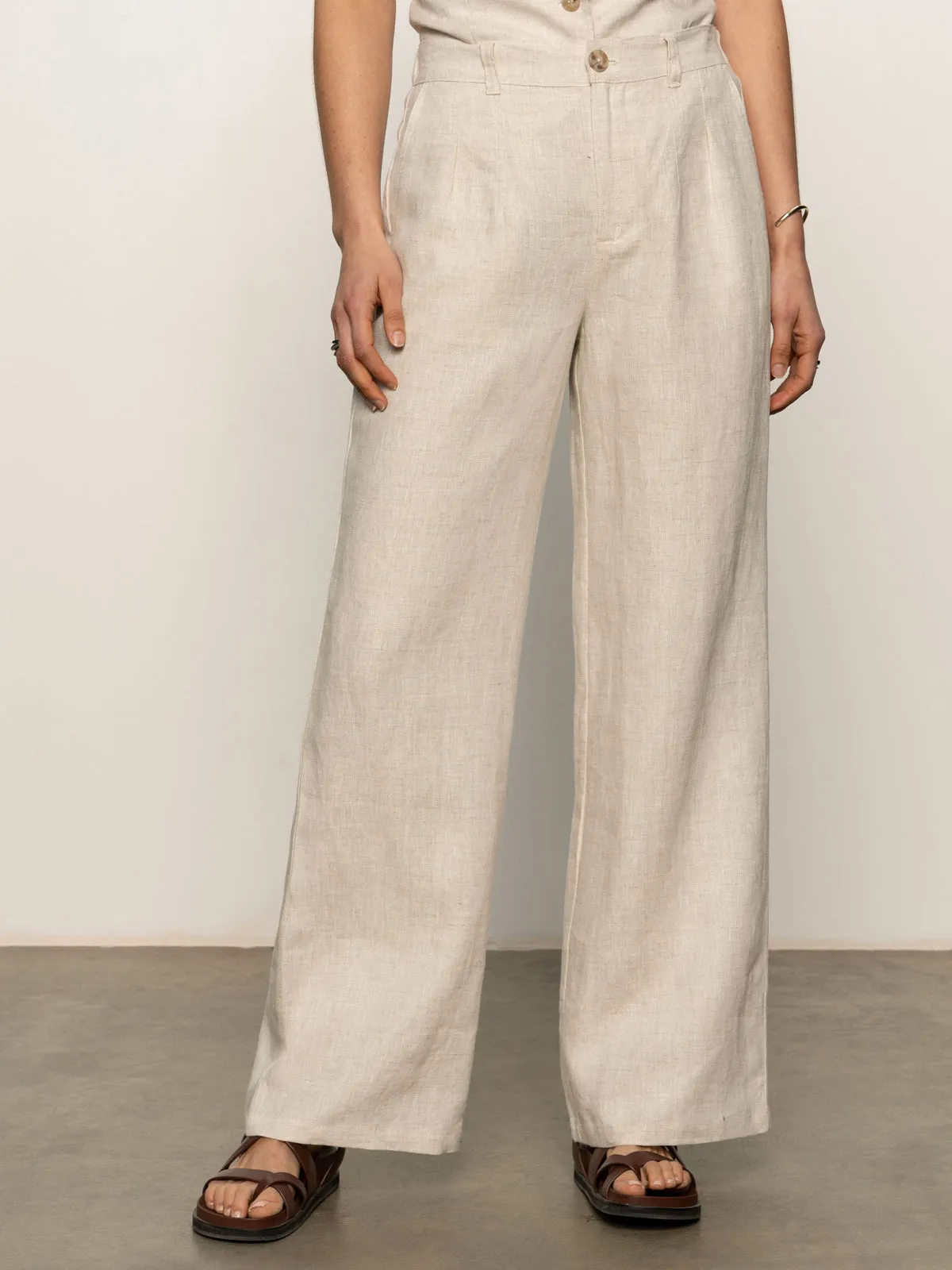 Ripstop Fabric Technology Casual Office Hopper Semi High Rise Pant Flax