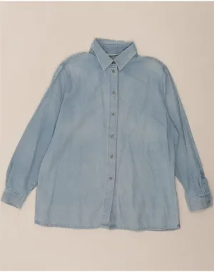 VINTAGE Womens Denim Shirt EU 44 XL Blue Unisex Design Dynamic Design