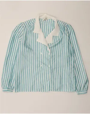 Smooth Texture VINTAGE Womens Shirt Blouse UIK 16 Large  Blue Striped Polyester