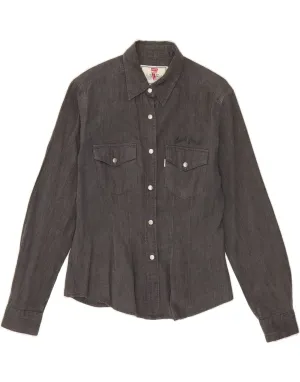 Interview Ready LEVI'S Womens Denim Shirt UK 12 Medium Grey Cotton