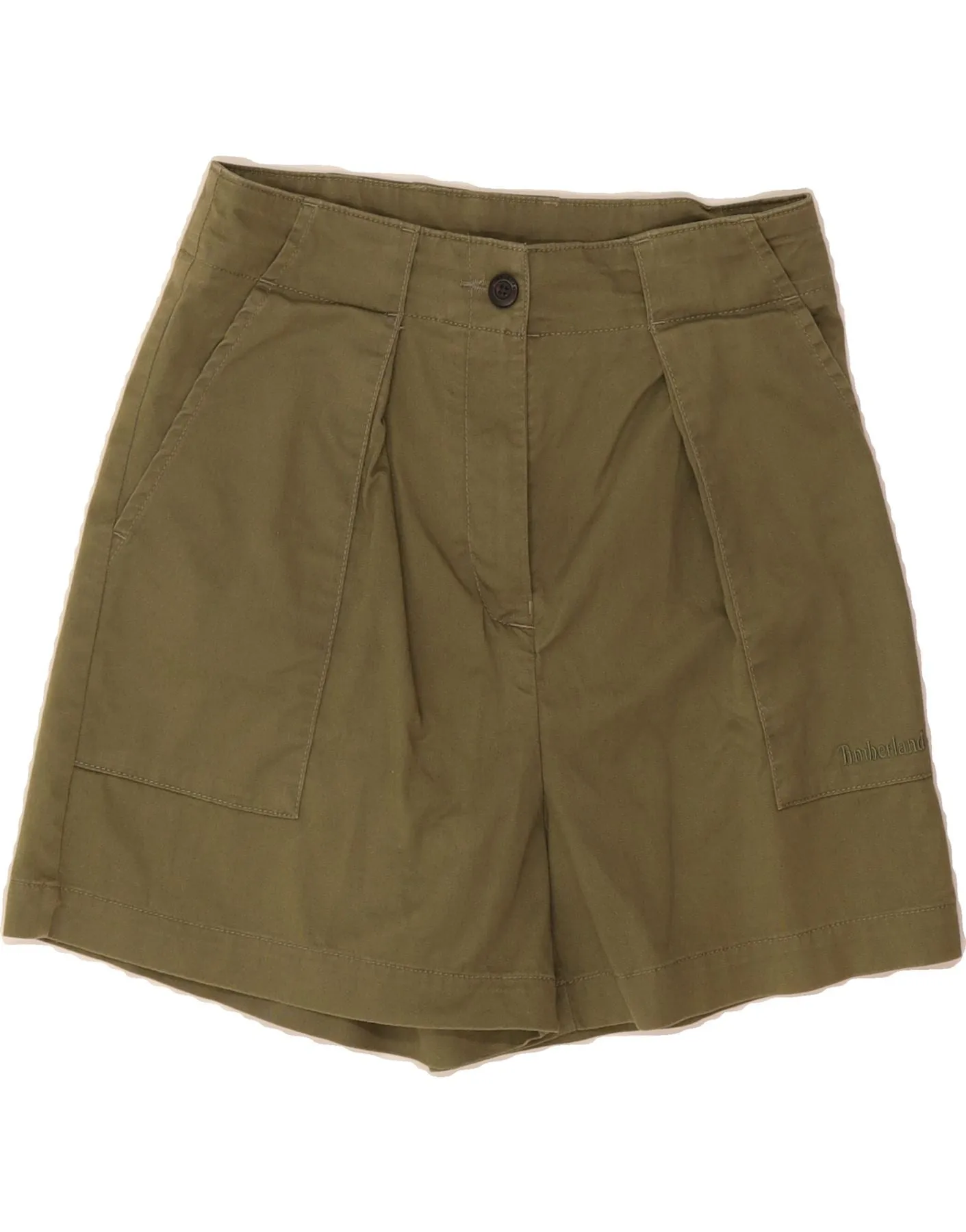 TIMBERLAND Womens High Waist Casual Shorts W27 Small Khaki Cotton Reinforced Shoulders