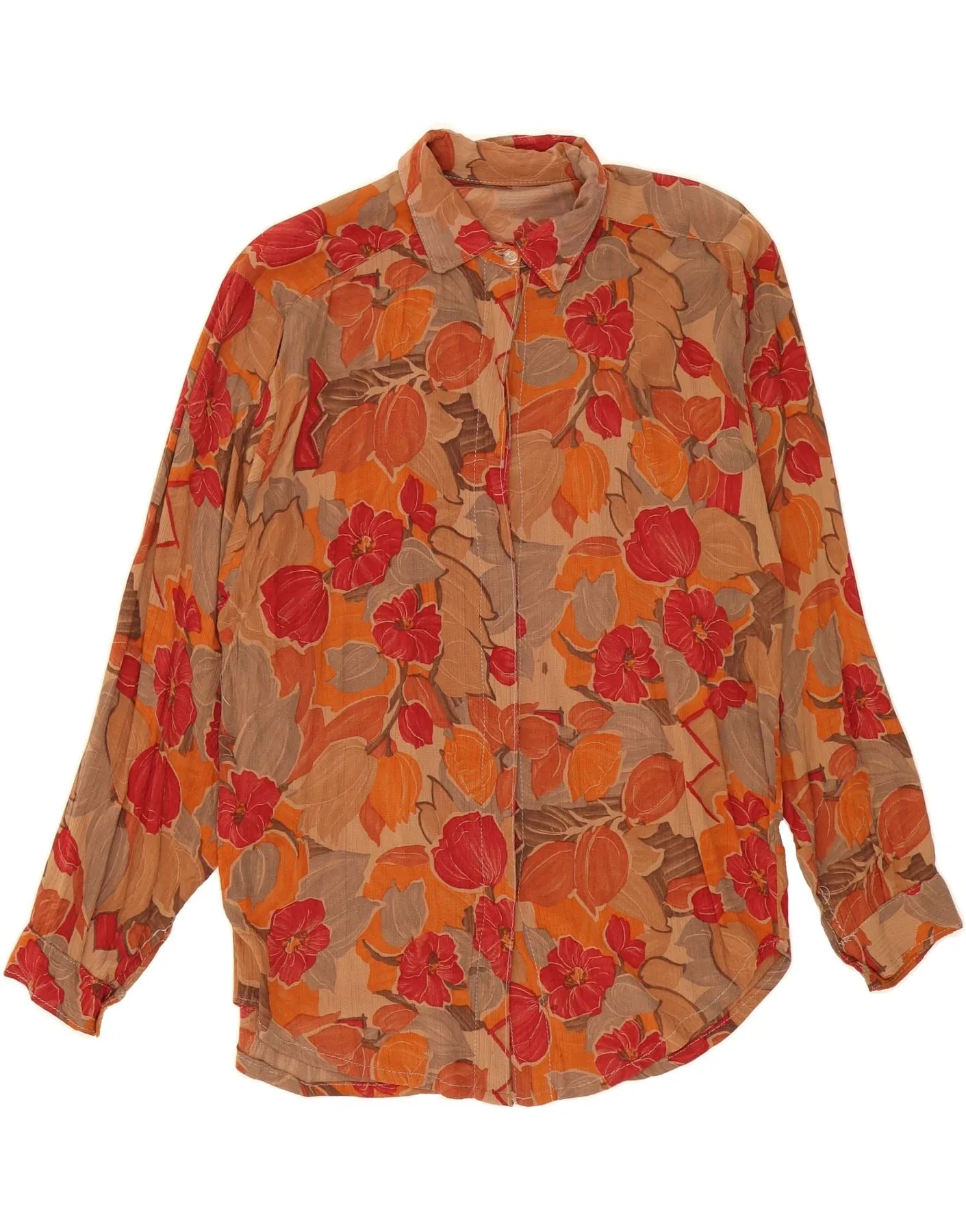 VINTAGE Womens Shirt UK 18 XL Multicoloured Floral Oversized Fit