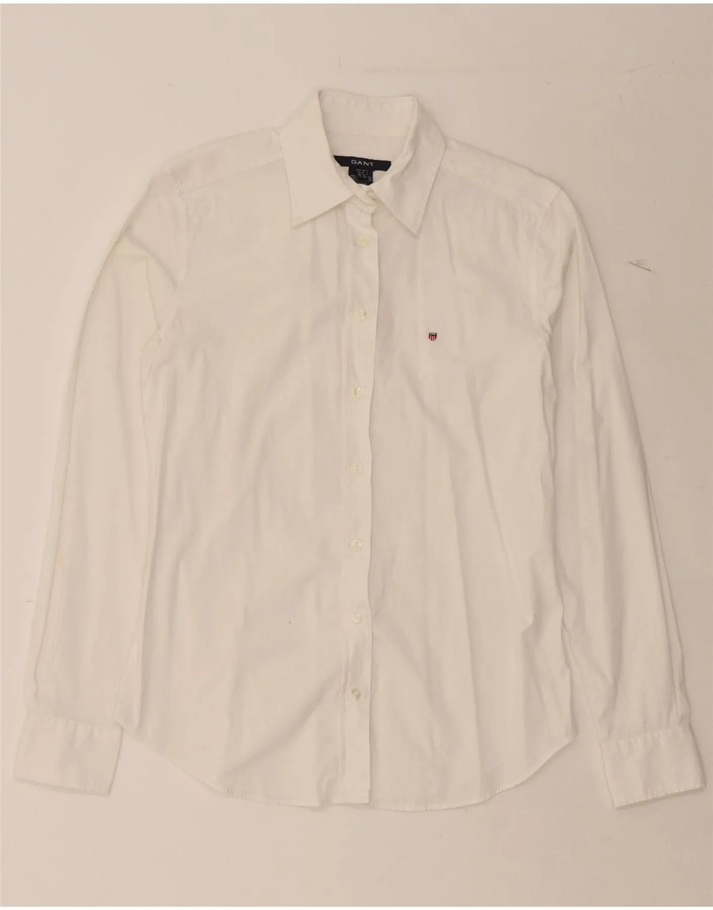 Denim Blend GANT Womens Shirt UK 12 Medium White Cotton