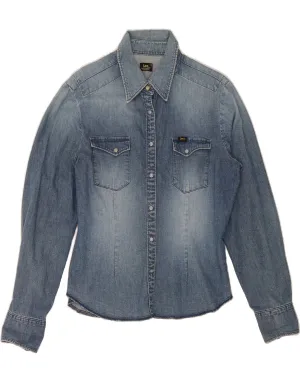 Fall Fashion Compact Fold Design LEE Womens Denim Shirt UK 16 Large Blue Cotton