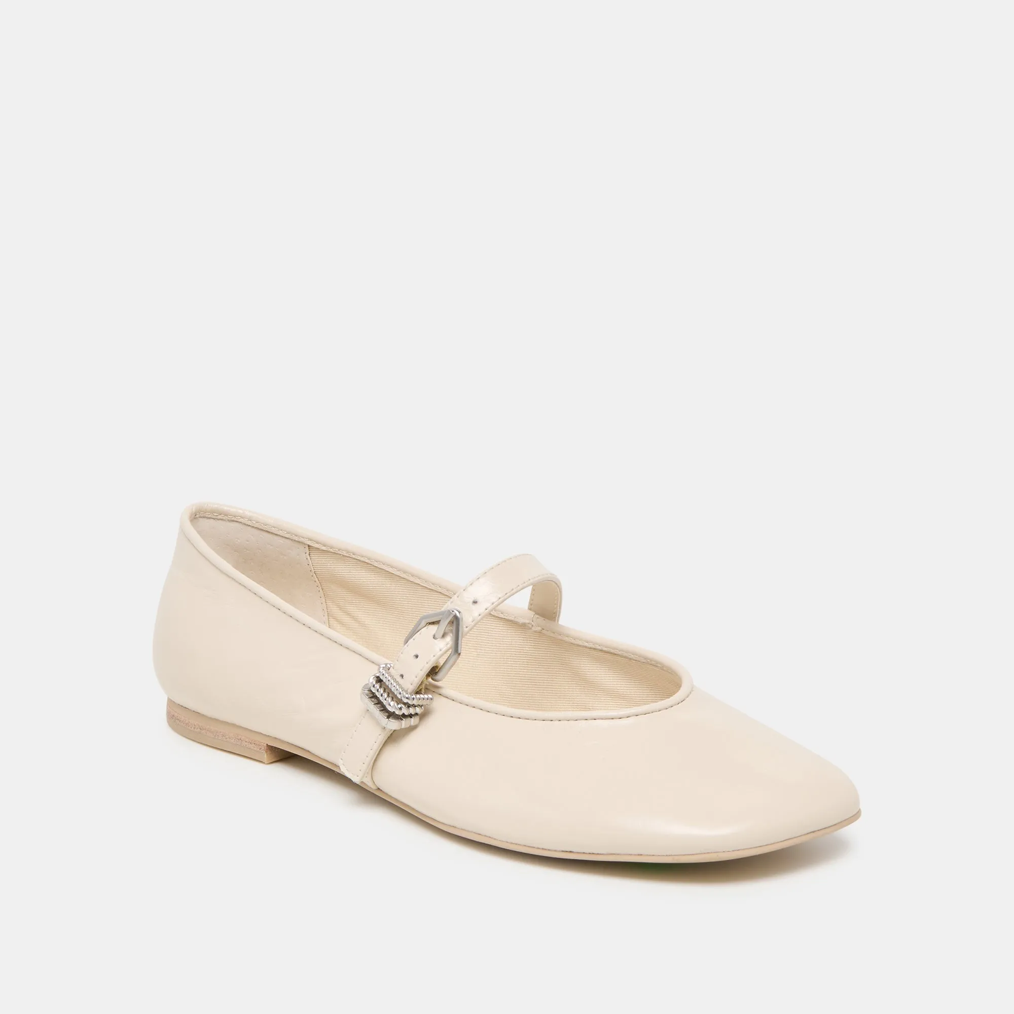 Lace Touch Mature Chic ALIZZA BALLET FLATS CREME CRINKLE PATENT