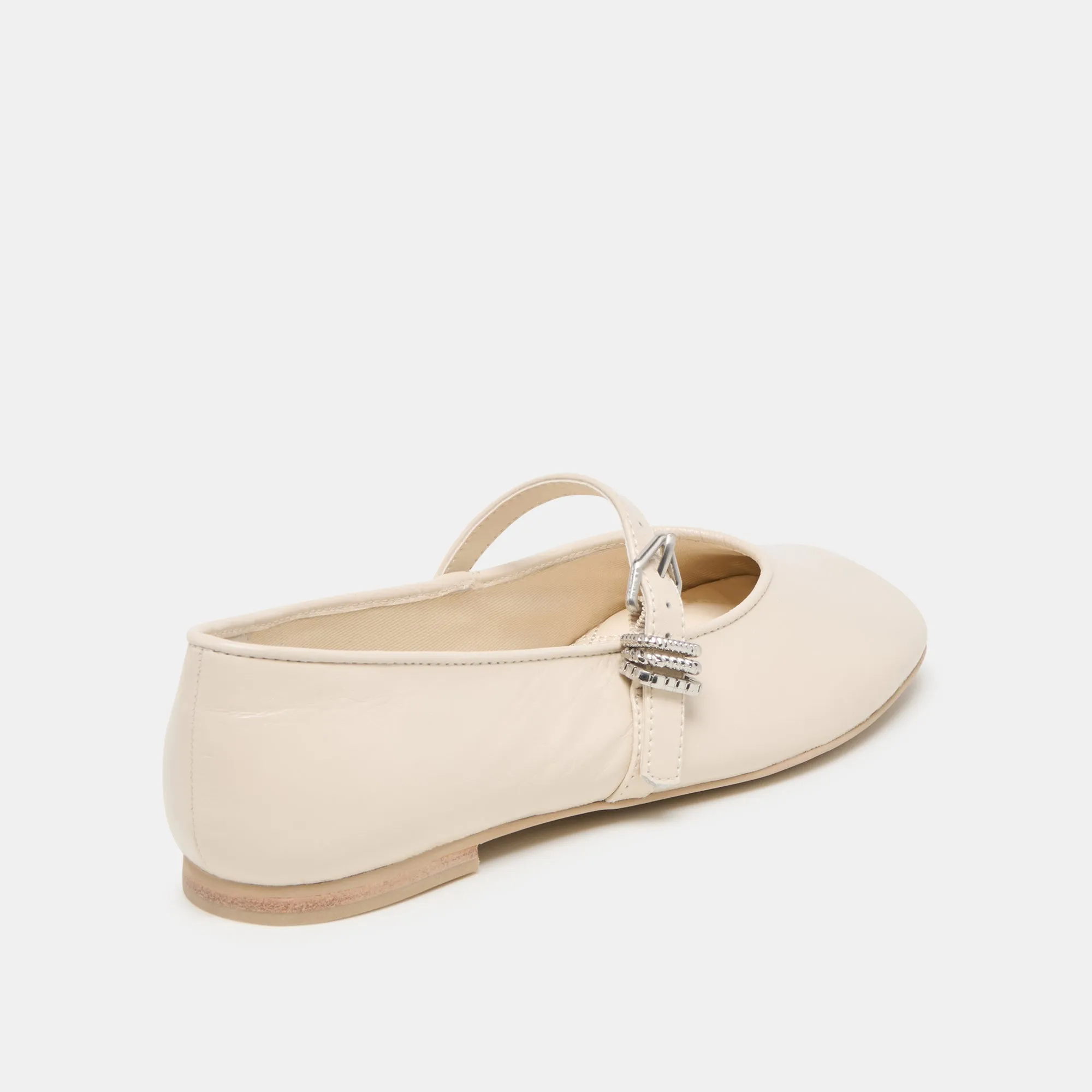 ALIZZA BALLET FLATS CREME CRINKLE PATENT Arch Care