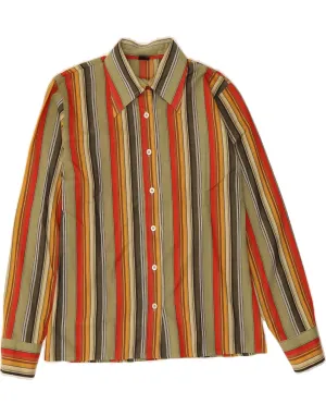 Chic Design Fall Foliage VINTAGE Womens Shirt UK 12 Medium Multicoloured Striped