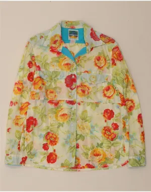 VINTAGE Womens Shirt UK 14 Medium Multicoloured Floral Cotton Hawaiian Must-Have Item Gradient effect