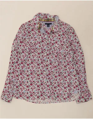 TOMMY HILFIGER Womens Shirt UK 14 Large Multicoloured Floral Cotton Sports Ready