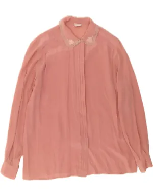 Monochrome Palette Stretchable Cloth VINTAGE Womens Shirt Blouse IT 46 Large Pink Floral