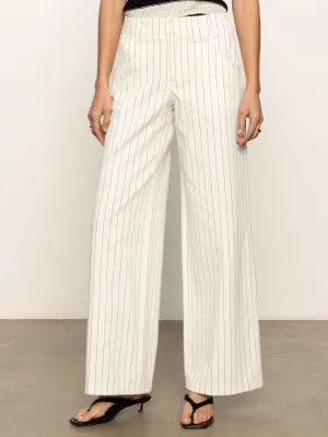 Arden Wide Leg Jeans Bleached White Pinstripe Casual Comfort Look