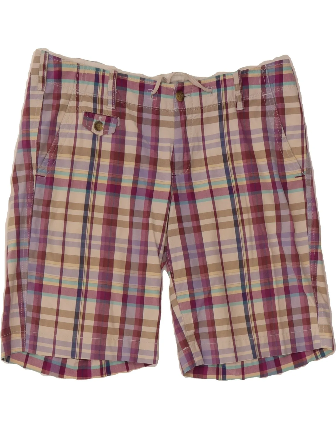 EDDIE BAUER Womens Chino Shorts US 8 Medium W30  Multicoloured Check Easy Styling Rooftop Bar