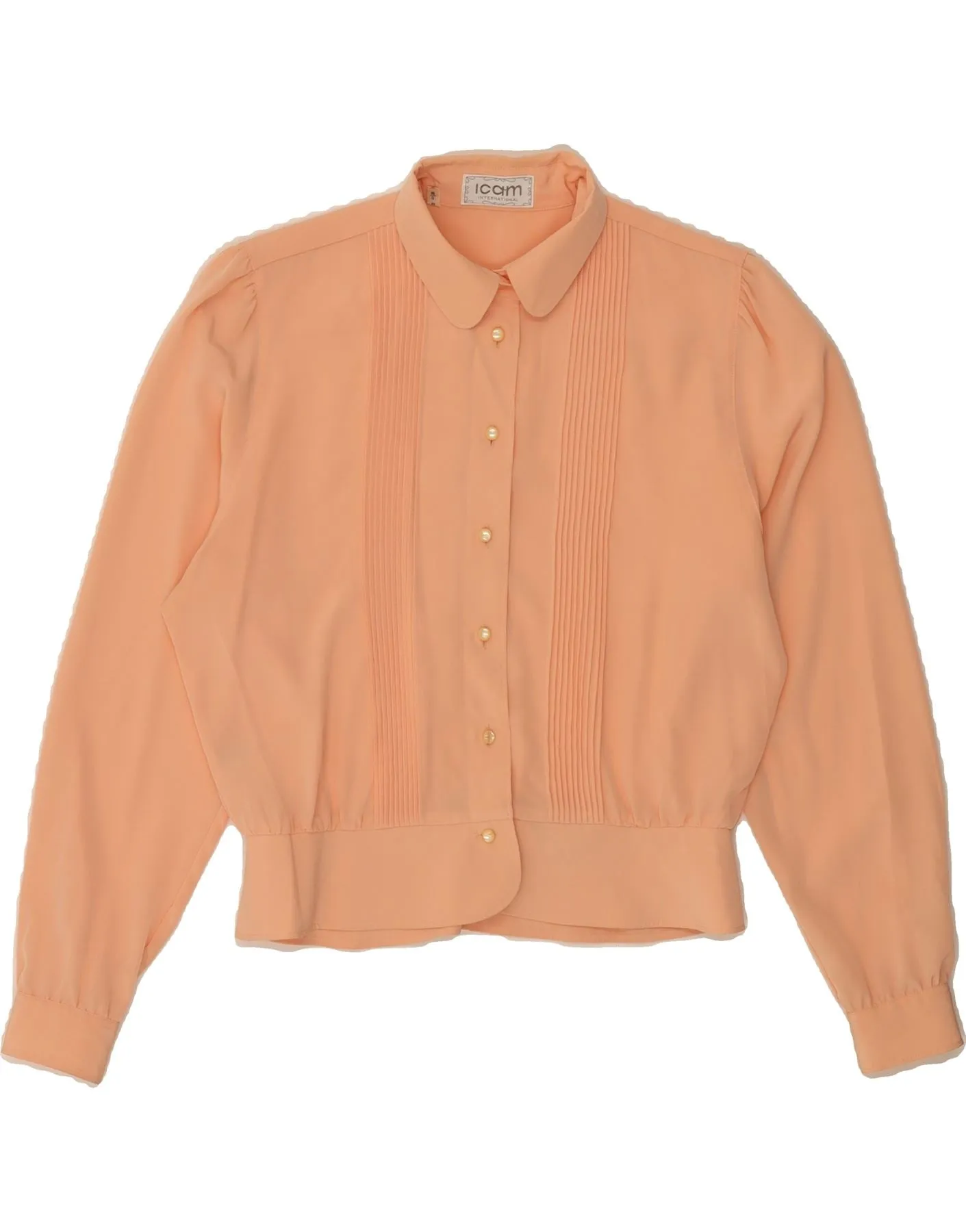 ICAM Womens Shirt Blouse IT 44 Medium Pink Polyester Unisex Option Solid Hue