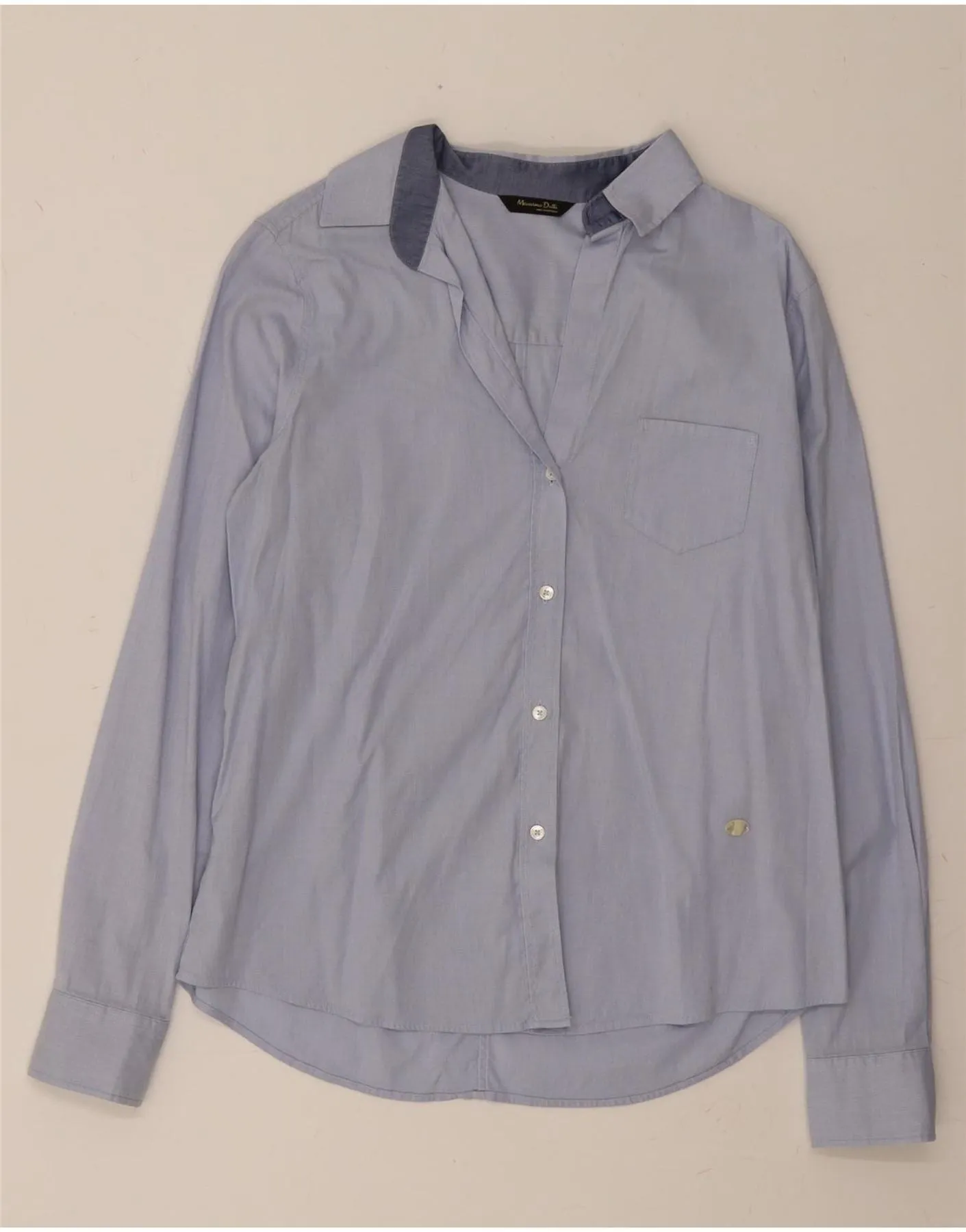 MASSIMO DUTTI Womens Shirt UK 16 Large Blue Versatile Styling Solid Hue