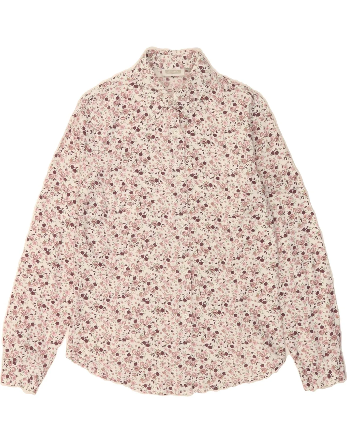 handmade touch Anti-static TIKIDA Womens Shirt UK 12 Medium Pink Floral Cotton