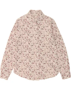 handmade touch Anti-static TIKIDA Womens Shirt UK 12 Medium Pink Floral Cotton