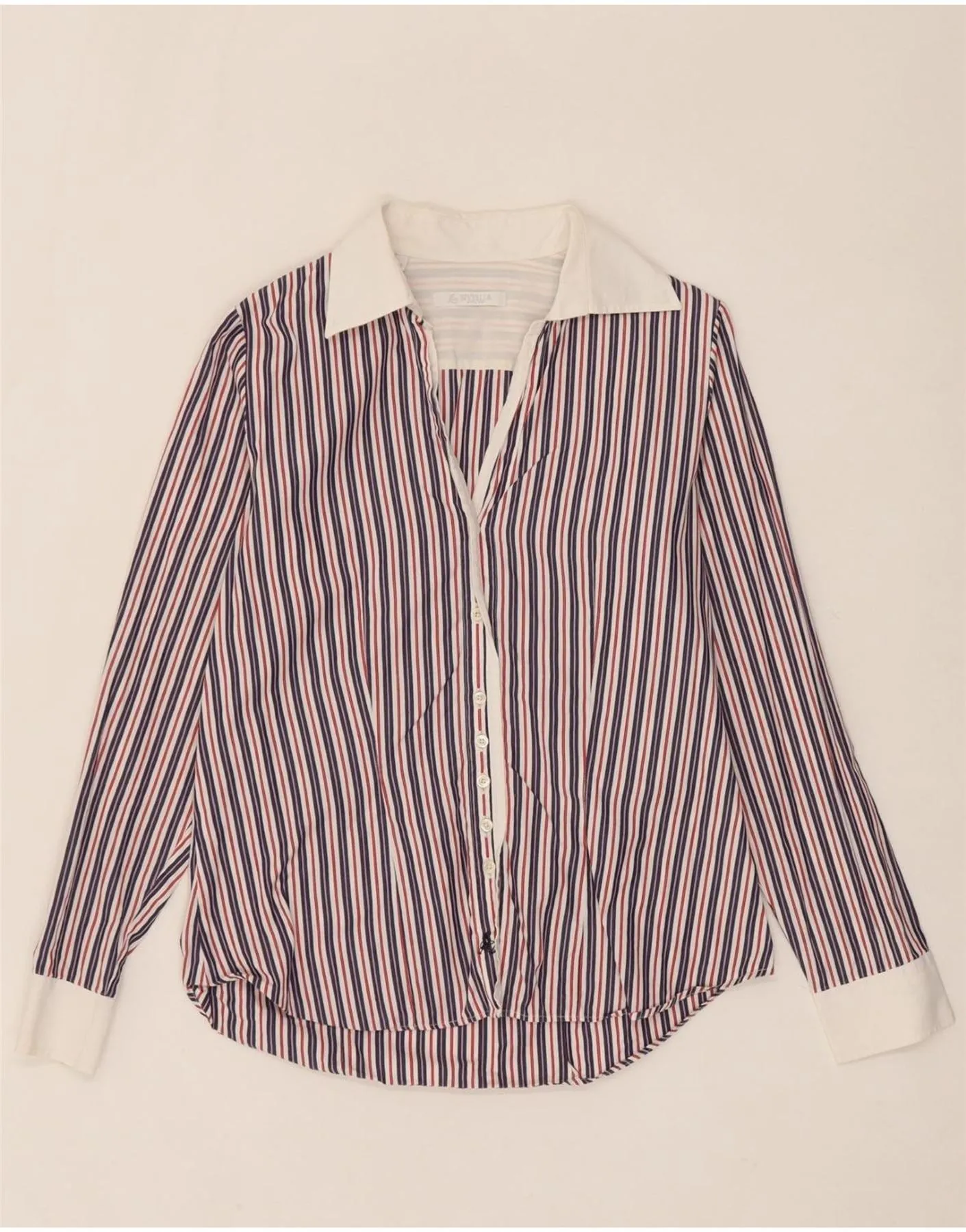 Lightweight Layer Cultural Inspired SIVIGLIA Womens Shirt IT 46 Large Navy Blue Striped Cotton