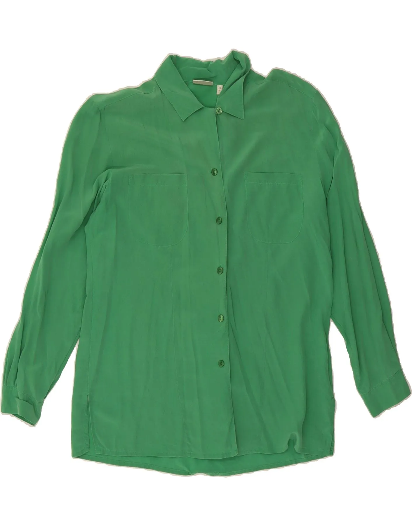 gender-neutral VINTAGE Womens Shirt Blouse IT 42 Medium Green Silk