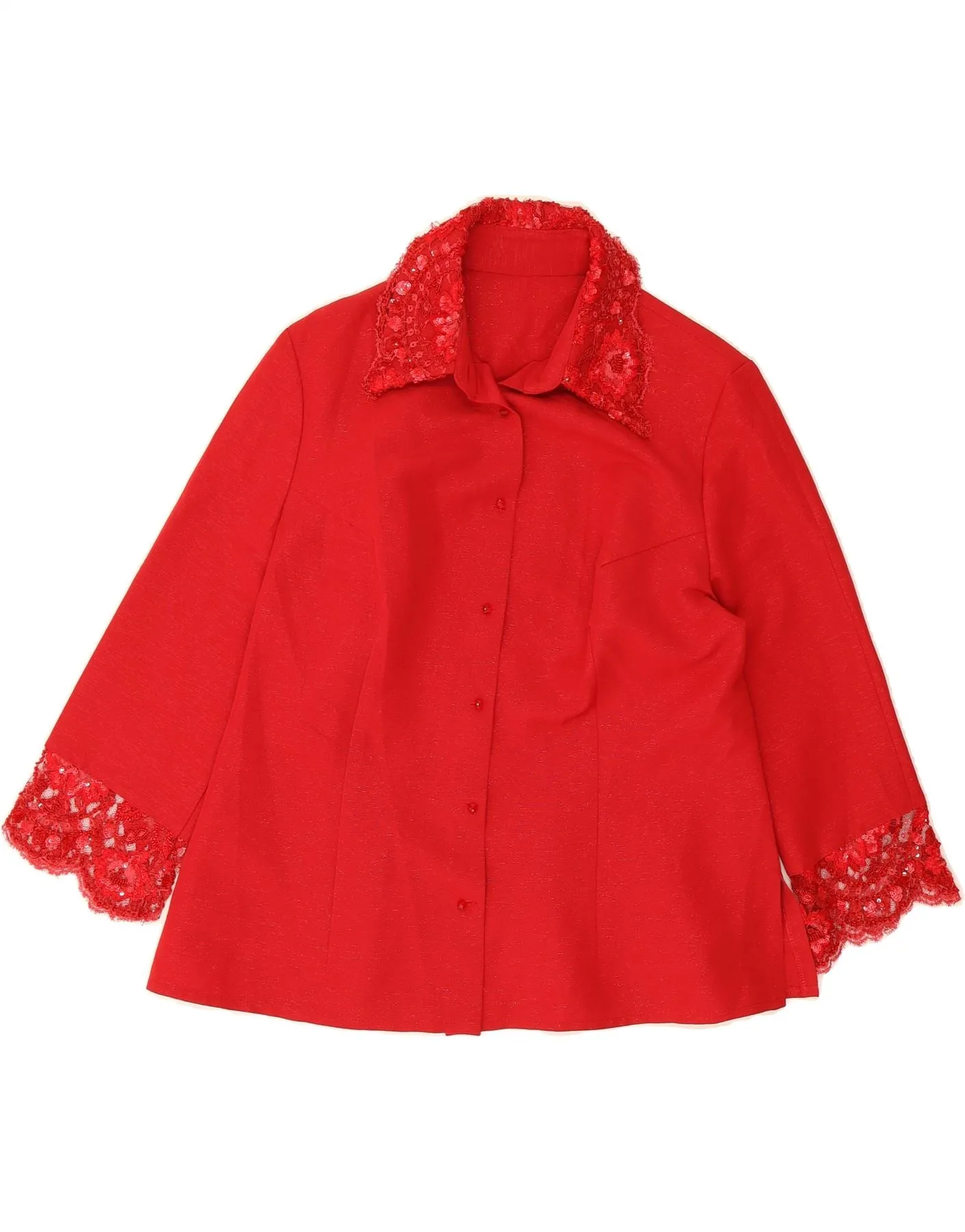 VINTAGE Womens Shirt Blouse UK 16 Large Red Mature appeal