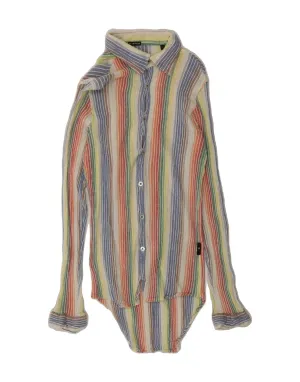Ruffle Edge ENERGIE Womens Shirt Dress UK 14 Large Multicoloured Striped Cotton