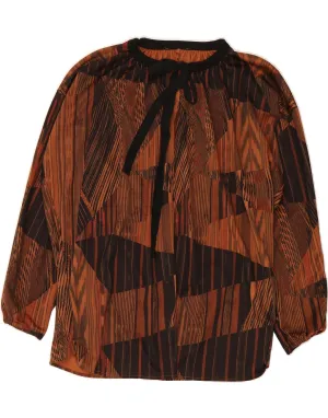 VINTAGE Womens Shirt Blouse UK 20 3XL Brown Striped Country Charm
