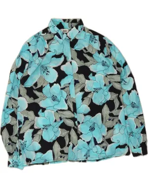 Youthful Style Modern Aesthetic LUCIA Womens Shirt Blouse UK 18 XL Blue Floral Polyester