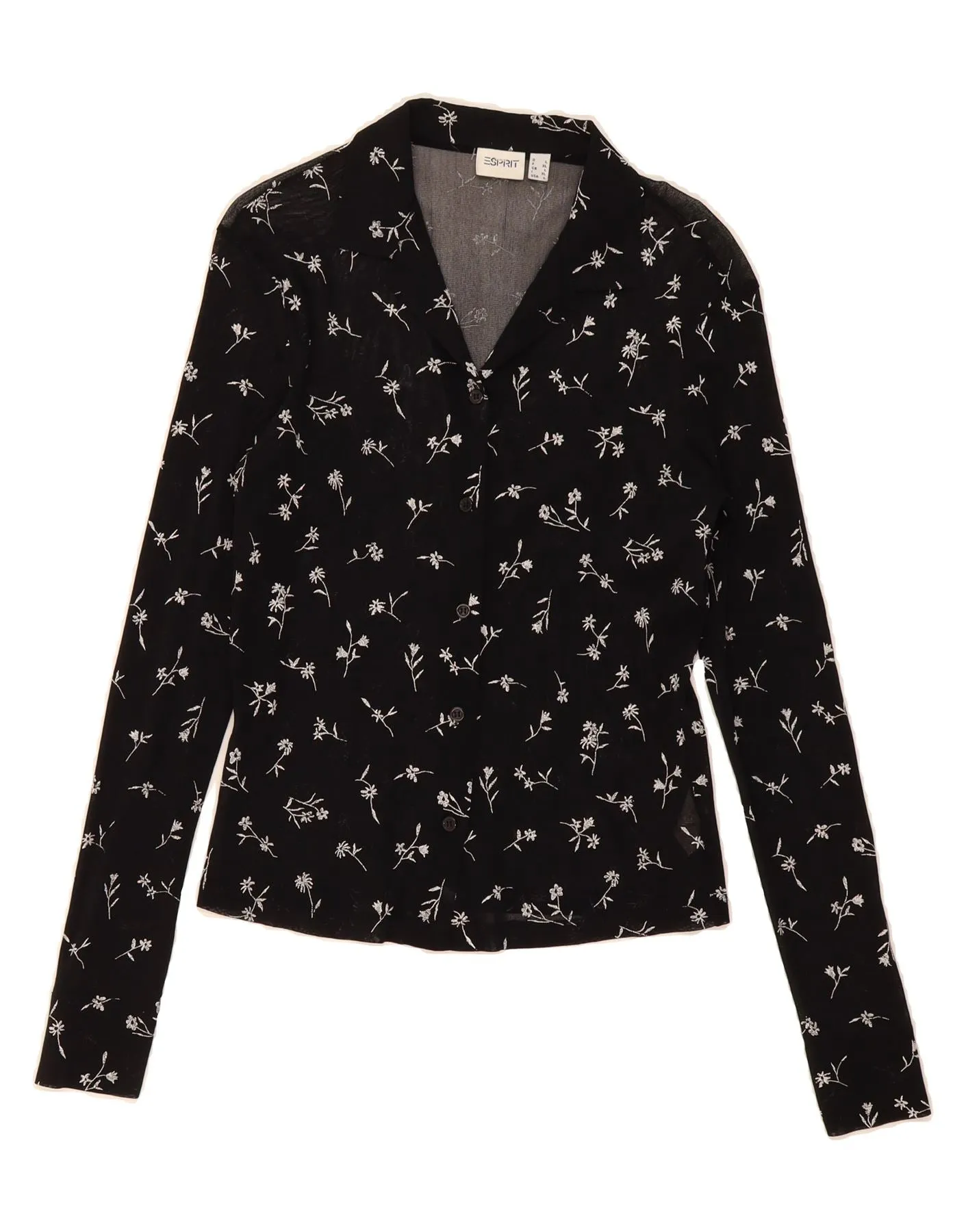 Modern Look ESPRIT Womens Shirt Blouse UK 16 Large Black Floral Nylon