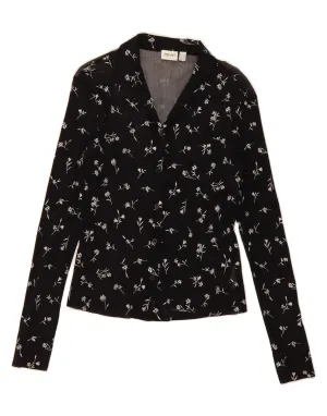Modern Look ESPRIT Womens Shirt Blouse UK 16 Large Black Floral Nylon