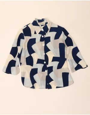VINTAGE Womens Shirt Blouse IT 44 Medium Multicoloured Geometric Fitted Shape Long Sleeve