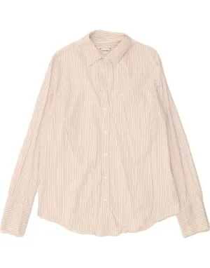 Smooth Zipper Design Tuckable Hem CALVIN KLEIN Womens Shirt UK 16 Large White Pinstripe Cotton