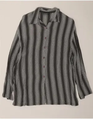 MILLS Womens Shirt Blouse EU 38 Medium Grey Striped Viscose Gym Appropriate