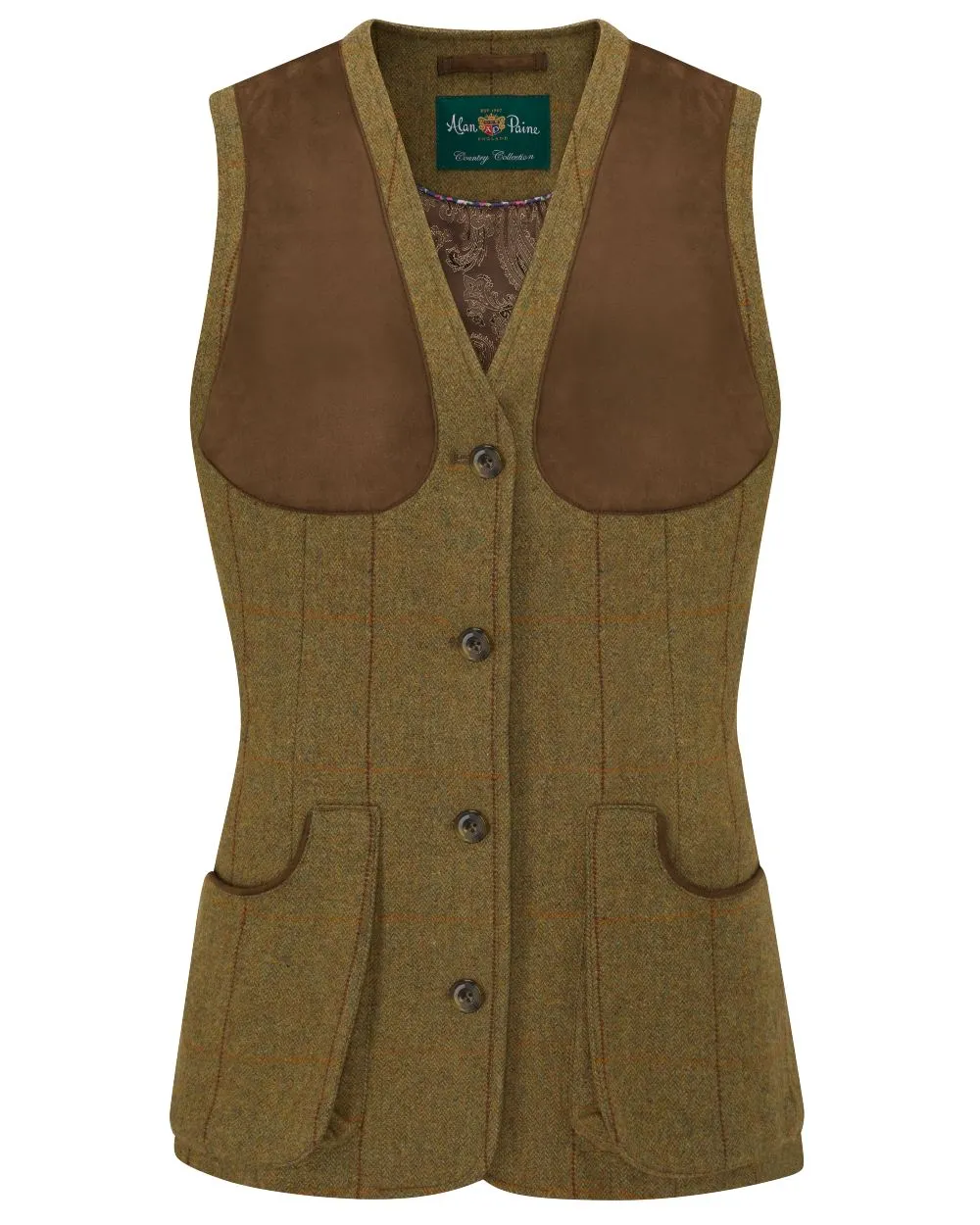 Alan Paine Combrook Ladies Tweed Shooting Waistcoat Design - elegant