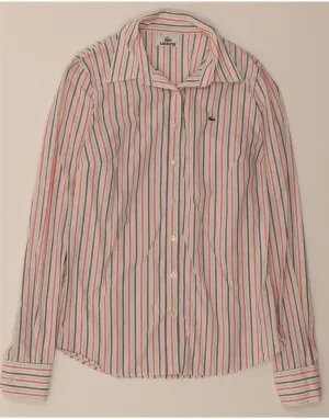 LACOSTE Womens Shirt EU 38 Medium Multicoloured Striped Cotton Comfort First Fit Metallic Finish
