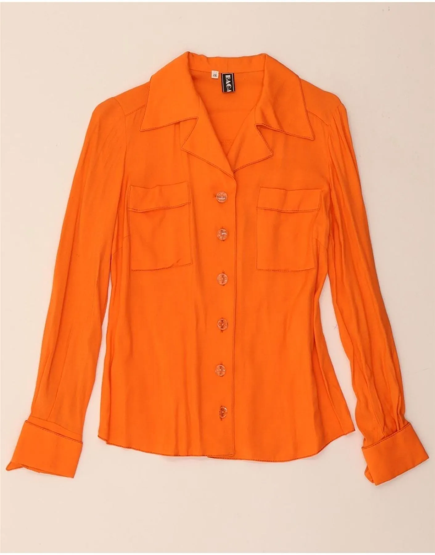 BAGARRY Womens Shirt Blouse IT 46 Large Orange Fitted Cut Soft Touch