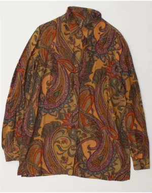 VINTAGE Womens Shirt Blouse UK 14 Large Brown Paisley All day wearability Subtle Details