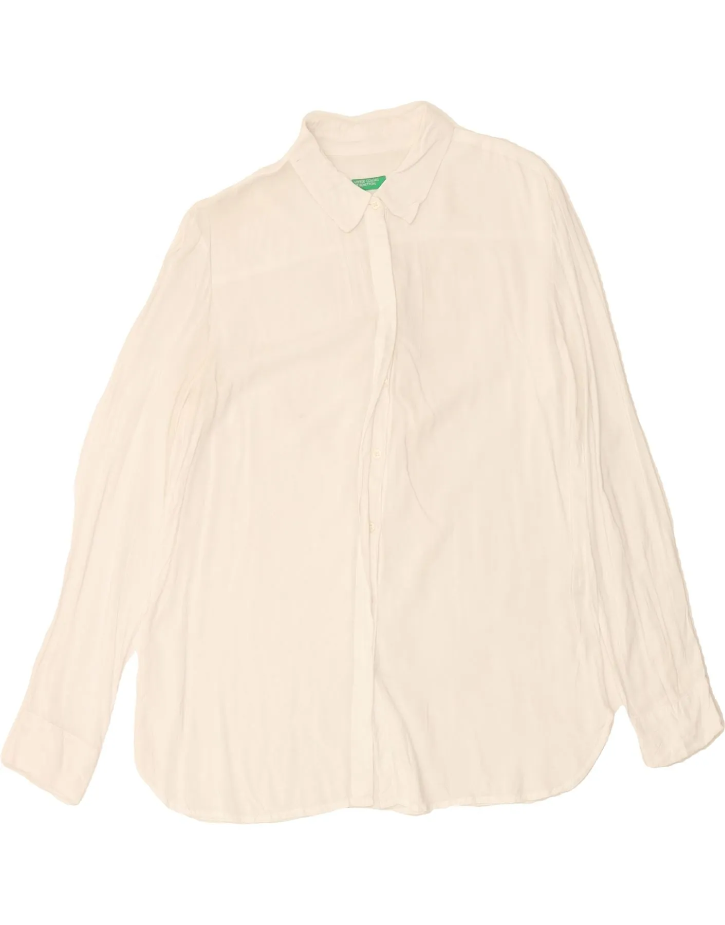 Wrinkle Resistant Material BENETTON Womens Shirt UK 14 Medium White Viscose