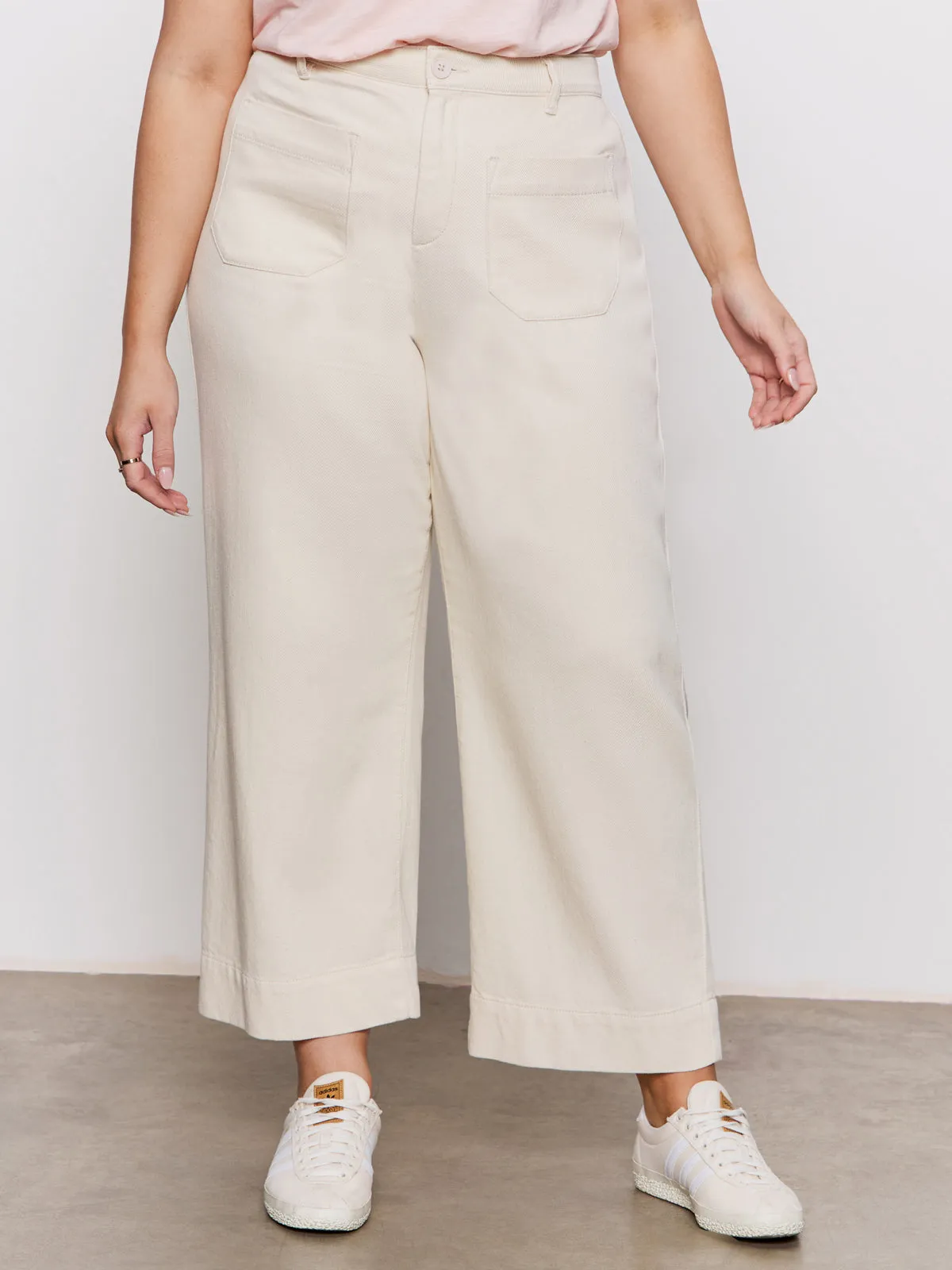 Soft Marine Wide Leg Standard Rise Crop Pant Macrame Extended Sizing Practical Comfort Urban Style