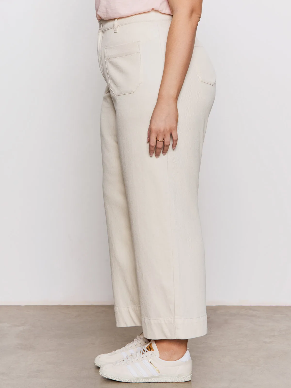 Soft Marine Wide Leg Standard Rise Crop Pant Macrame Extended Sizing WaterproofTechnology All terrain