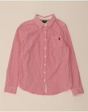 Short Sleeve handmade touch U.S. POLO ASSN. Womens Shirt UK 12 Medium Pink Striped Cotton