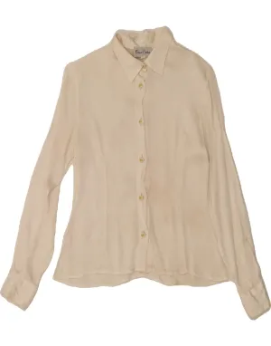 VINTAGE Womens Shirt Blouse IT 44 Medium Off White Silk High-End Fabric Gradient effect