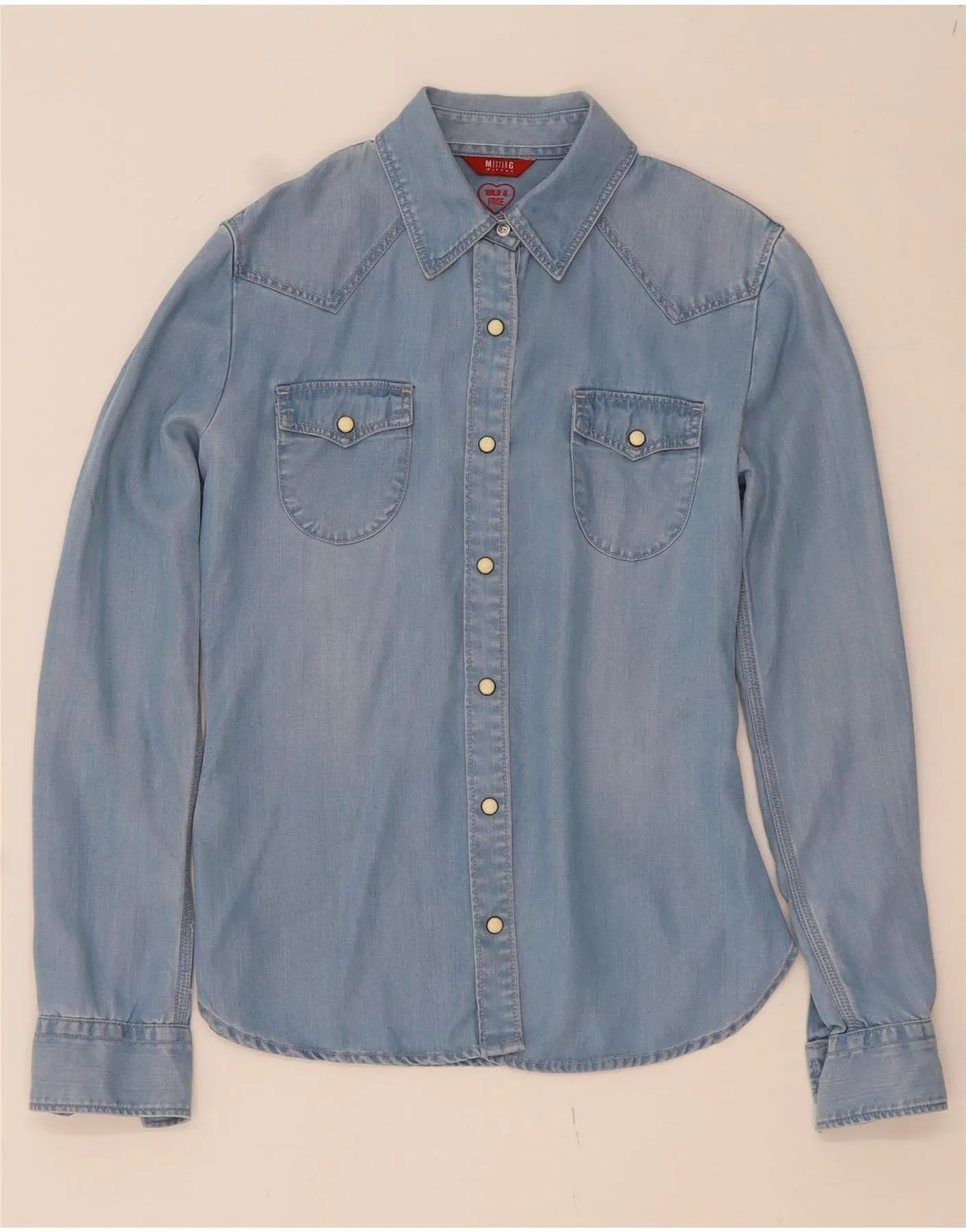 MUSTANG Womens Denim Shirt EU 34 XS Blue Lightweight Layers