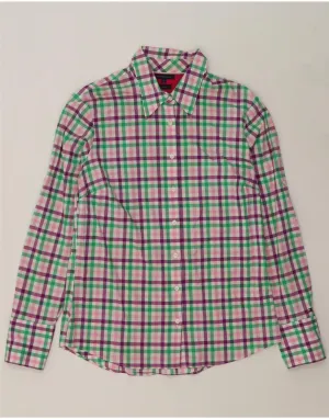 Polished Placket TOMMY HILFIGER Womens Shirt US 12 Large Multicoloured Check Cotton